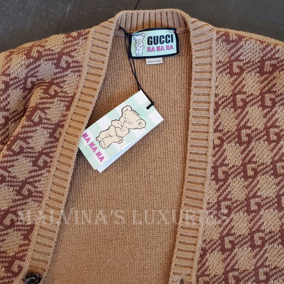 GUCCI MENS SWEATER Ha Ha Ha Harry Styles SQUARE G LOGO CARDIGAN sz S / SMALL - Picture 11 of 15
